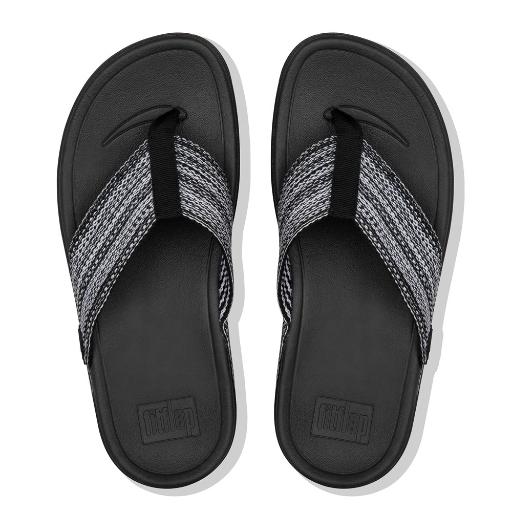 Fitflop Womens Sandals Black - Surfa Toe-post - WF1708625